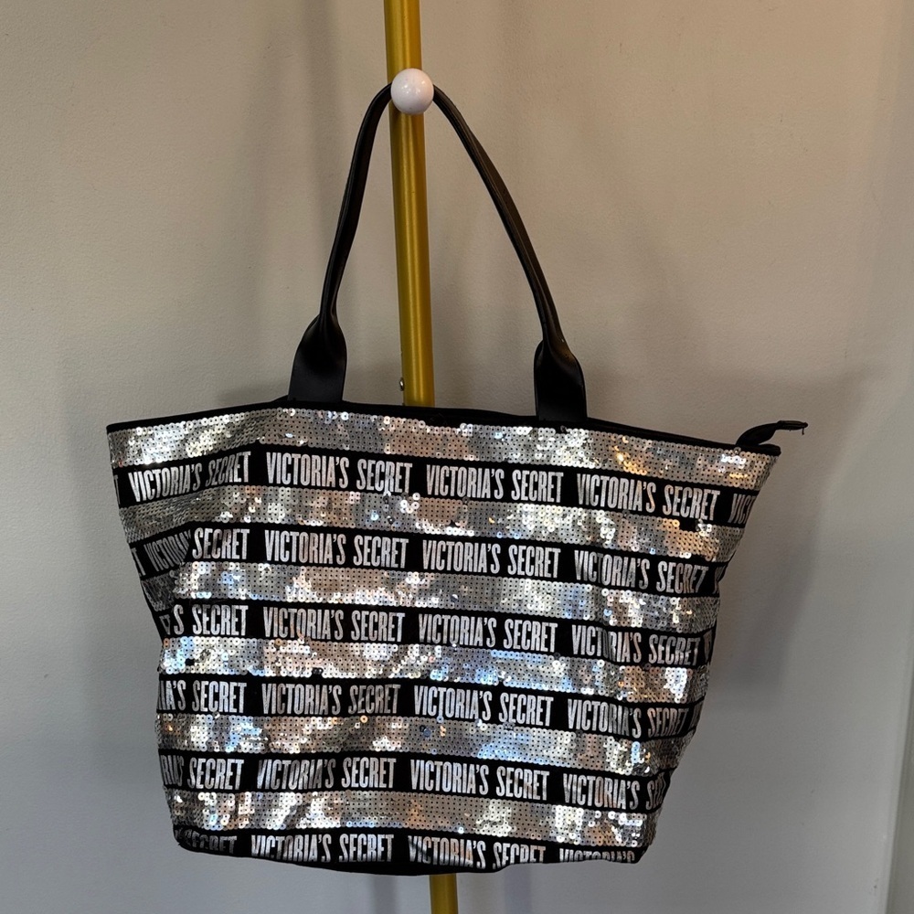 Victoria's Secret sequined Black and Silver Tote